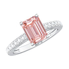 Lab Grown 2 Carat Pink Diamond Emerald Cut Engagement Ring IGI Verified Fancy Pink - VS1 - Rosec Jewels