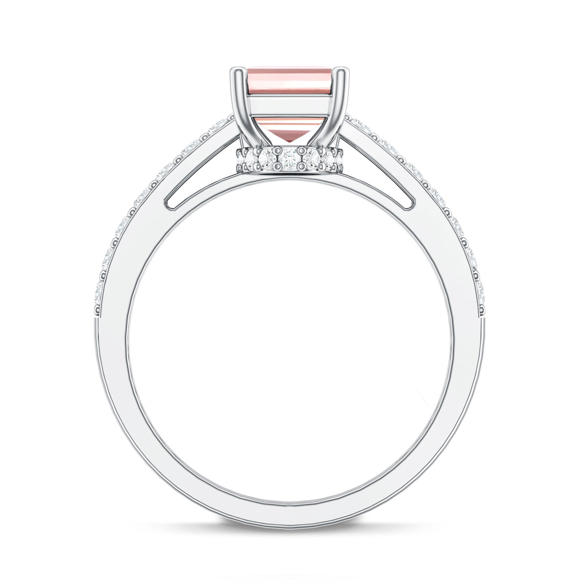 Lab Grown 2 Carat Pink Diamond Emerald Cut Engagement Ring IGI Verified Fancy Pink - VS1 - Rosec Jewels