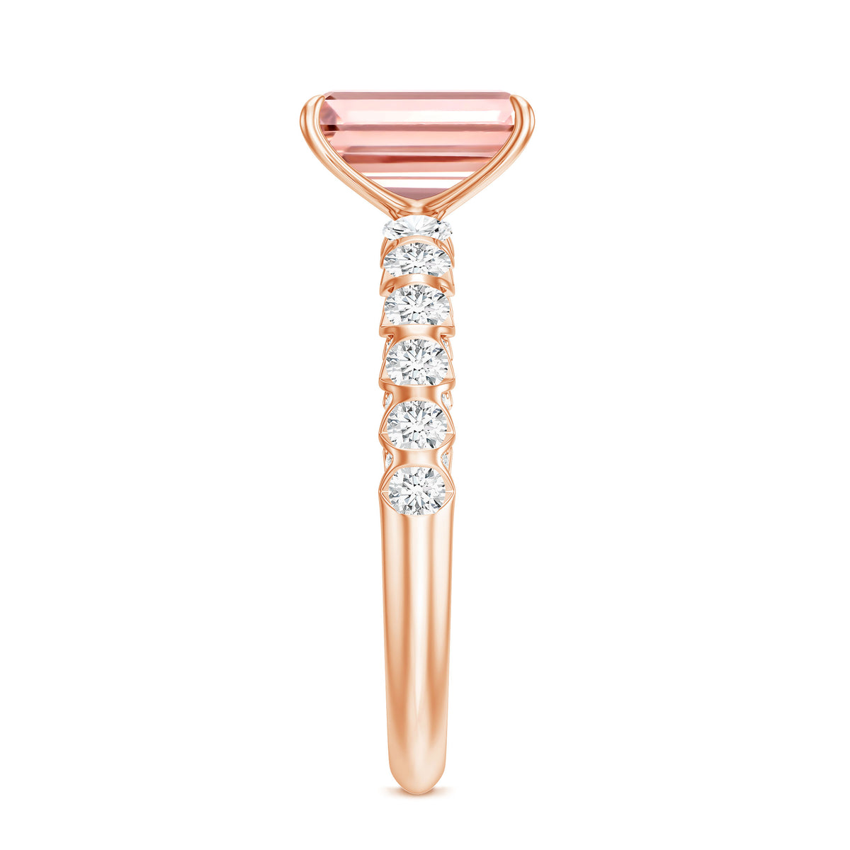 Rosec Jewels-IGI Verified 2 Carat Lab Grown Pink Diamond Side Stone Engagement Ring