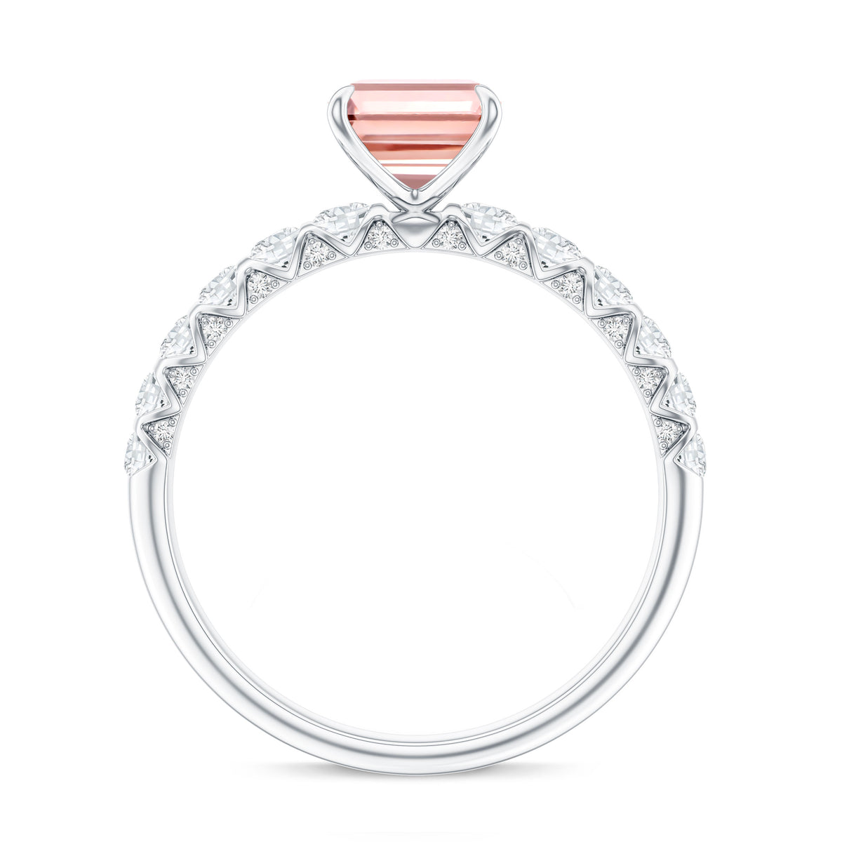 Rosec Jewels-IGI Verified 2 Carat Lab Grown Pink Diamond Side Stone Engagement Ring