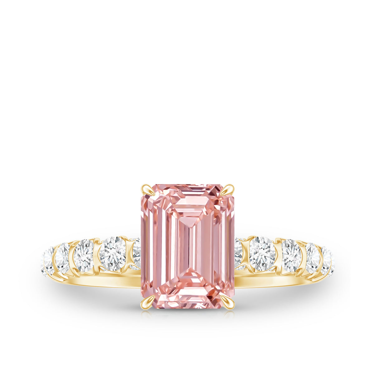 Rosec Jewels-IGI Verified 2 Carat Lab Grown Pink Diamond Side Stone Engagement Ring