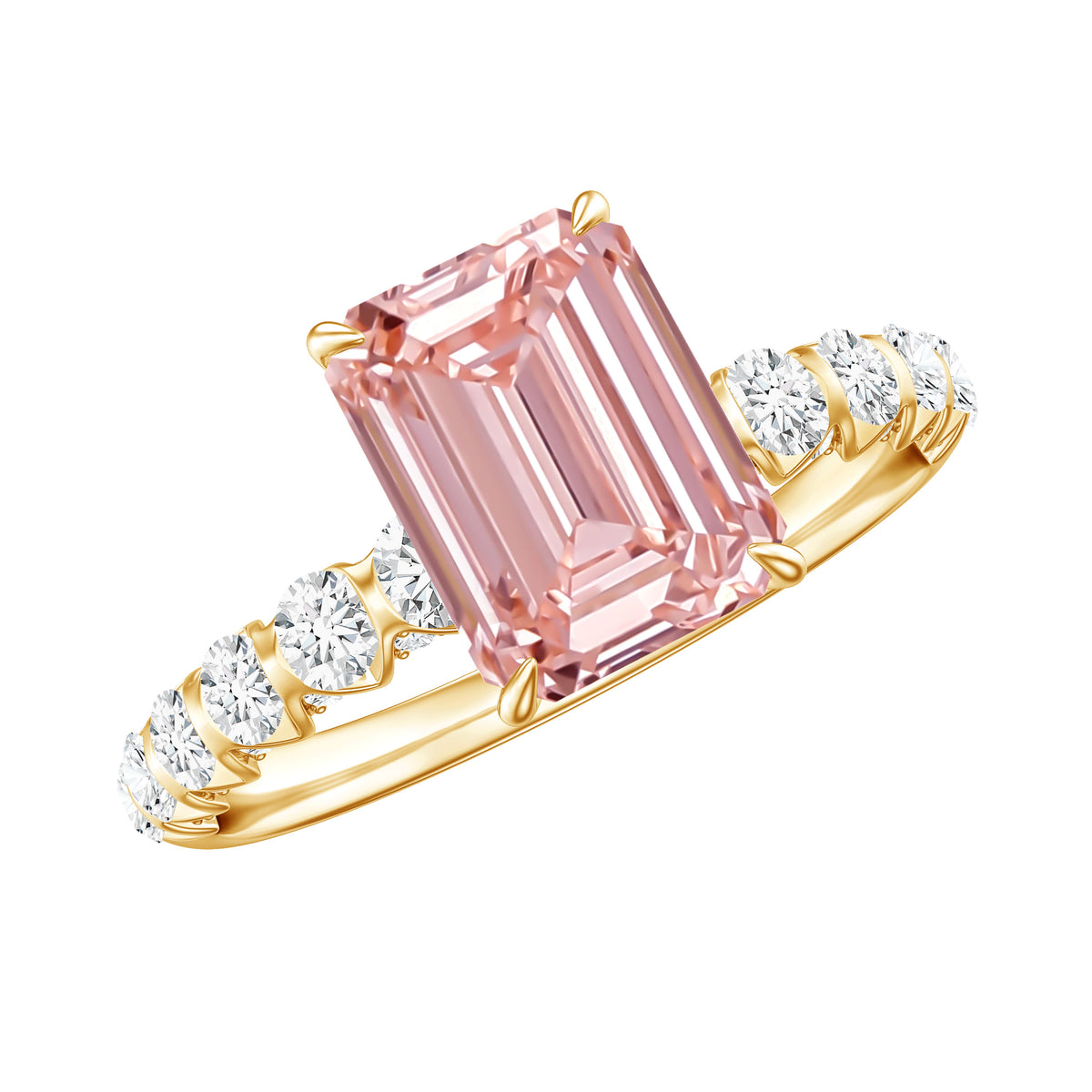 Rosec Jewels-IGI Certified 2 Carat Lab Grown Pink Diamond Emerald Cut Engagement Ring