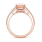 3 Carat Emerald Cut Lab Pink Diamond Hidden Halo Engagement Ring IGI Certified Fancy Pink - VS1 - Rosec Jewels