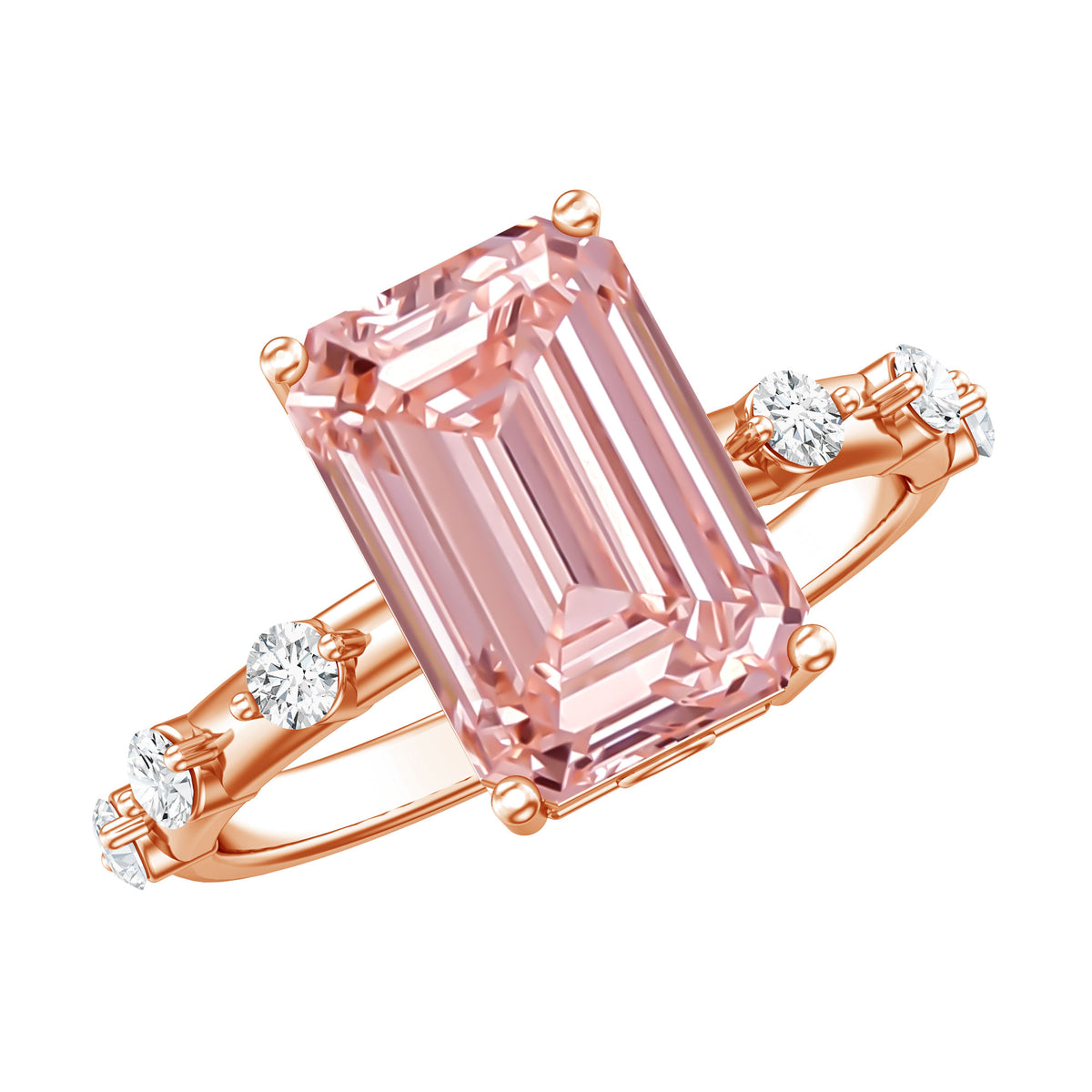 Rosec Jewels-IGI Verified 4 Carat Lab Grown Pink Diamond Emerald Cut Engagement Ring for Women