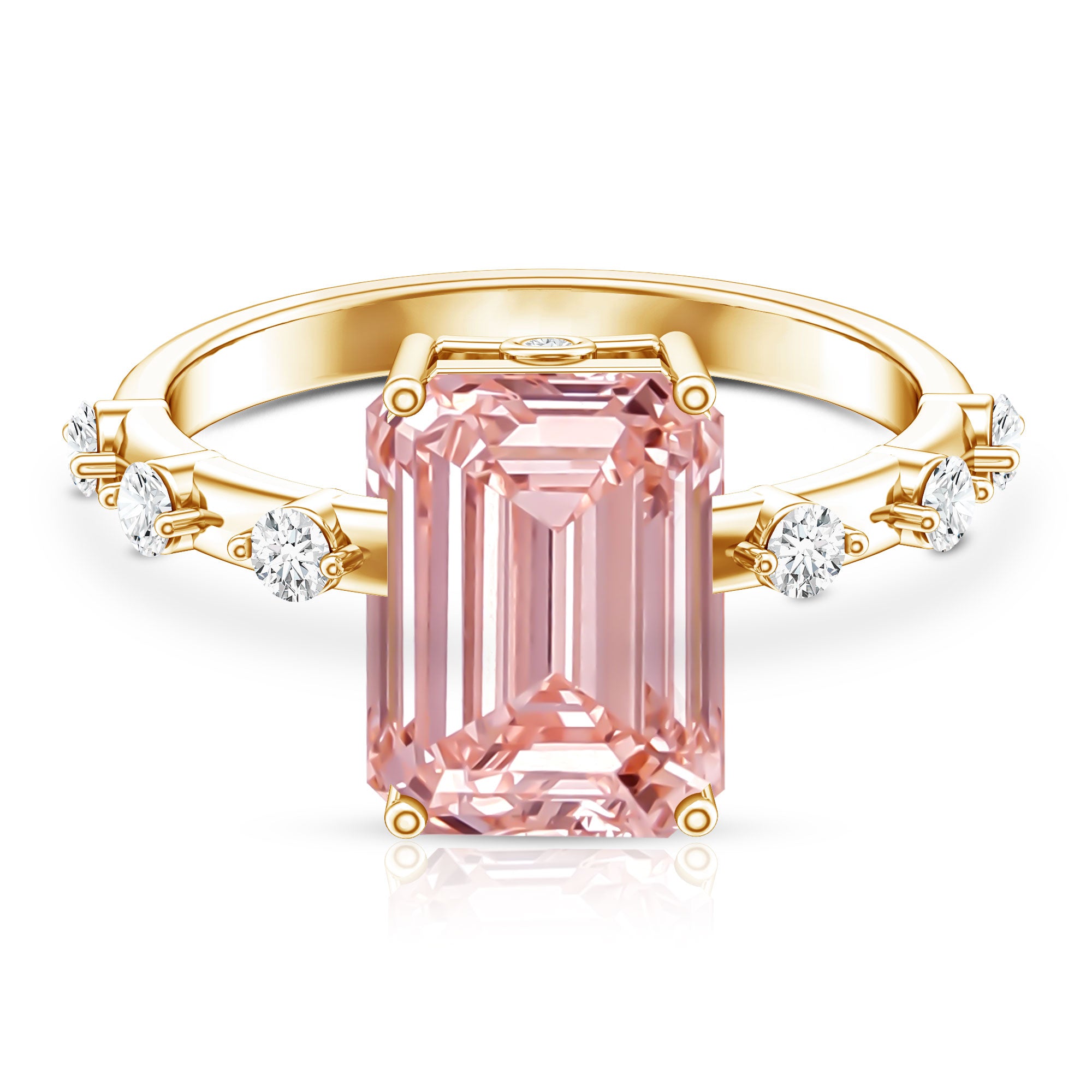 Rosec Jewels-IGI Verified 4 Carat Lab Grown Pink Diamond Emerald Cut Engagement Ring for Women