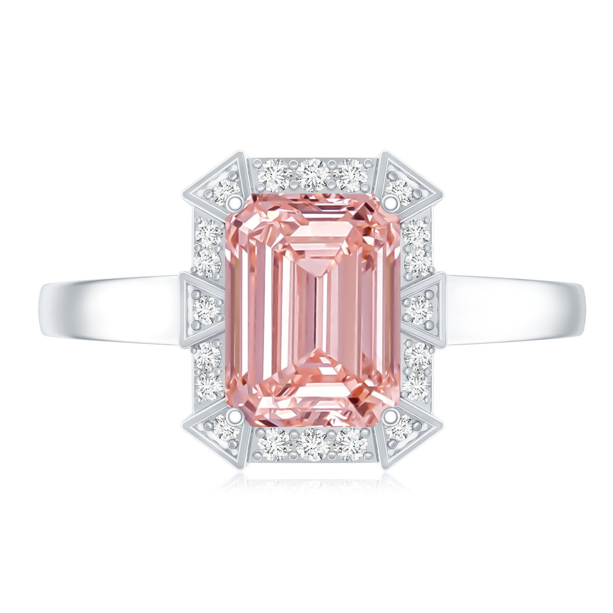 Rosec Jewels-Emerald Cut 2 Carat Lab Grown Pink Diamond Vintage Engagement Ring with IGI Certificate