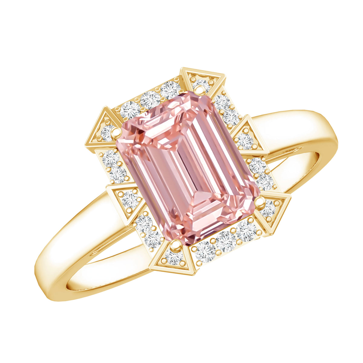 Rosec Jewels-Emerald Cut 2 Carat Lab Grown Pink Diamond Vintage Engagement Ring with IGI Certificate