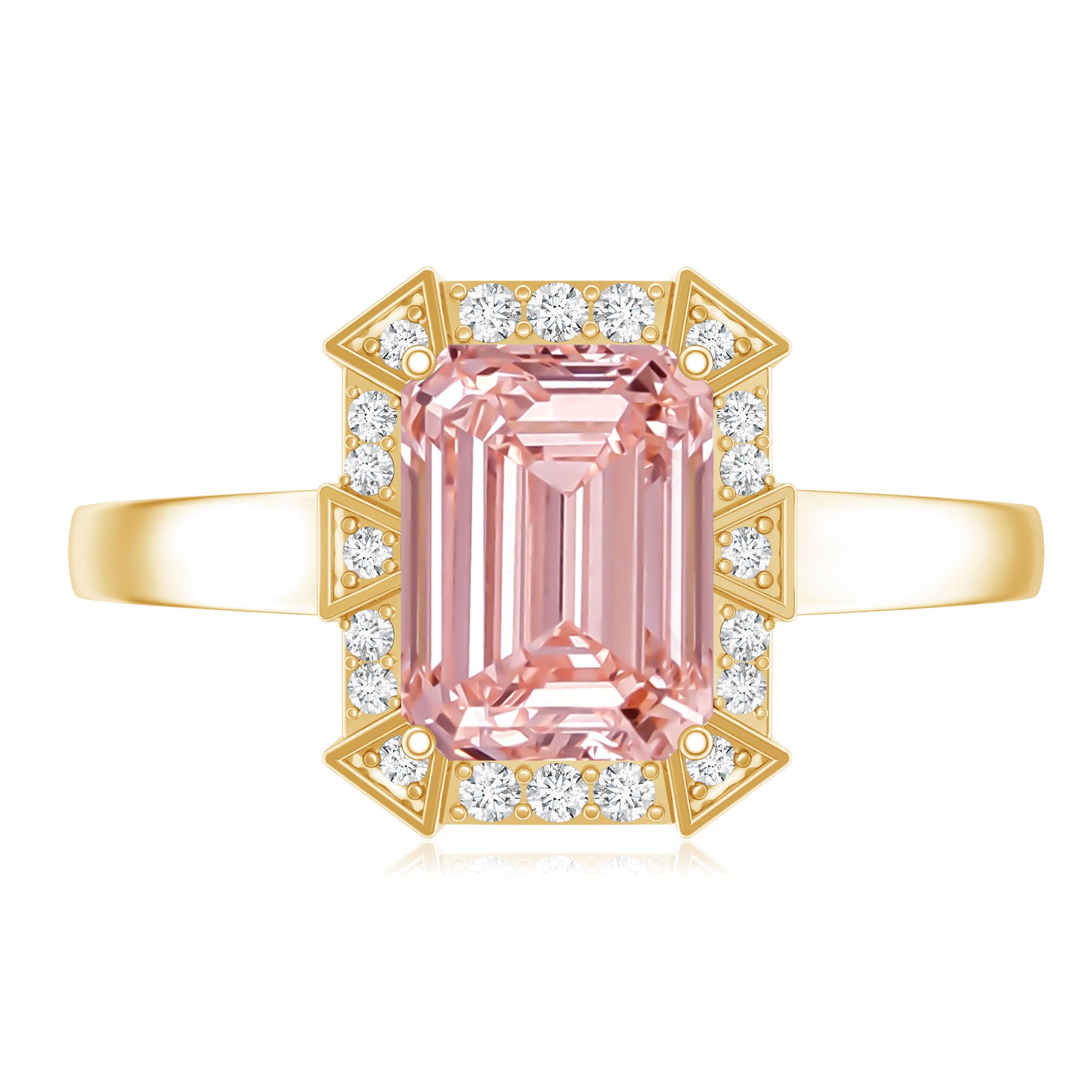 Rosec Jewels-Emerald Cut 2 Carat Lab Grown Pink Diamond Vintage Engagement Ring with IGI Certificate