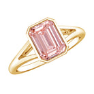 Rosec Jewels-IGI Graded 2 Carat Emerald Cut Split Shank Engagement Ring with Lab Grown Pink Diamond