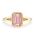 Rosec Jewels-IGI Graded 2 Carat Emerald Cut Split Shank Engagement Ring with Lab Grown Pink Diamond