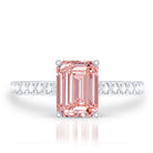 Rosec Jewels-IGI Graded 2 Carat Lab Pink Diamond Emerald Cut Engagement Ring with Hidden Halo