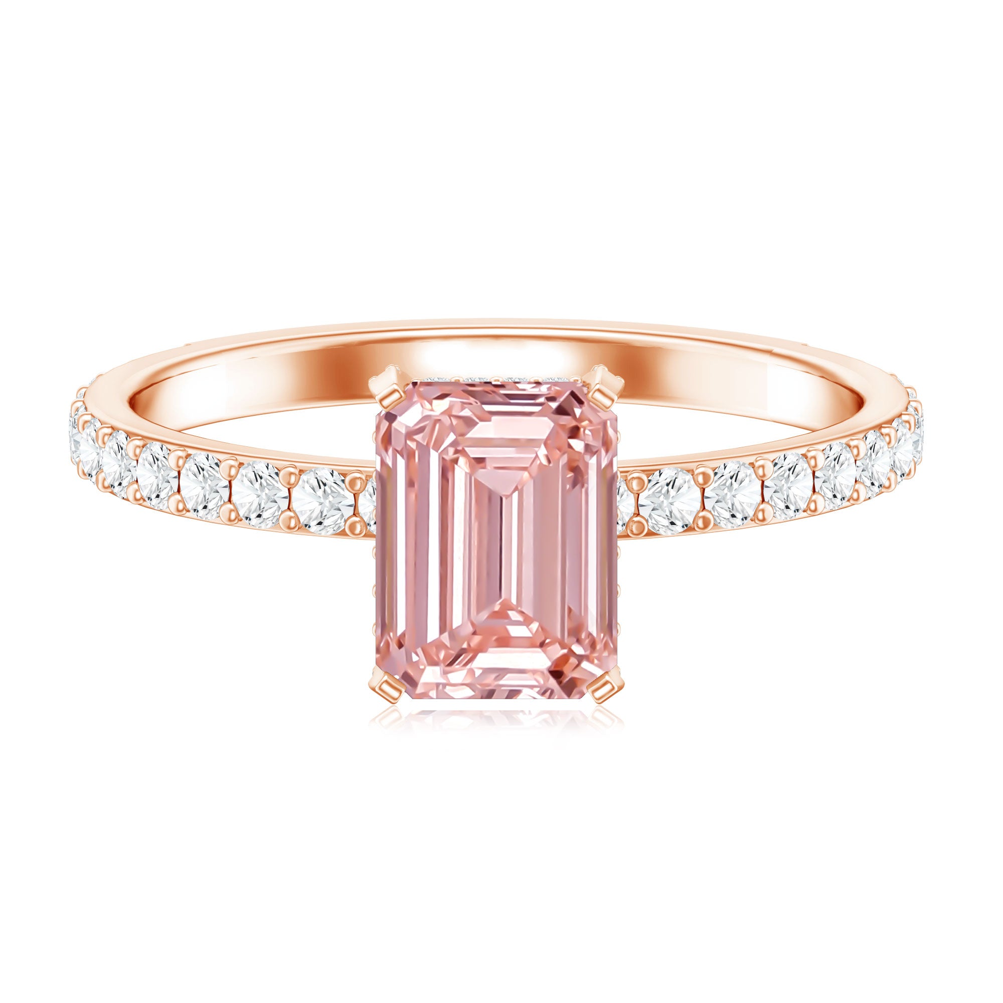 Rosec Jewels-IGI Certified 2 Carat Emerald Cut Lab Pink Diamond Engagement Ring for Her