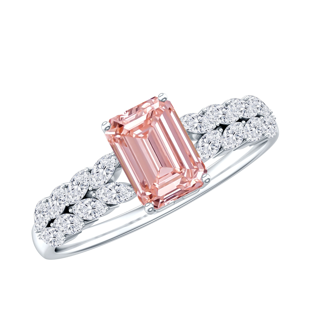 Rosec Jewels-2 Carat IGI Graded Lab Grown Pink White Diamond Engagement Ring with Split Shank