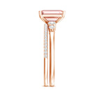 Rosec Jewels-2 Carat Emerald Cut Lab Pink Diamond Engagement Ring Set with IGI Certificate