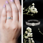 Rosec Jewels-Round Cut Moissanite Engagement Ring with Eternity Band