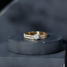 Rosec Jewels-Round Cut Moissanite Engagement Ring with Eternity Band
