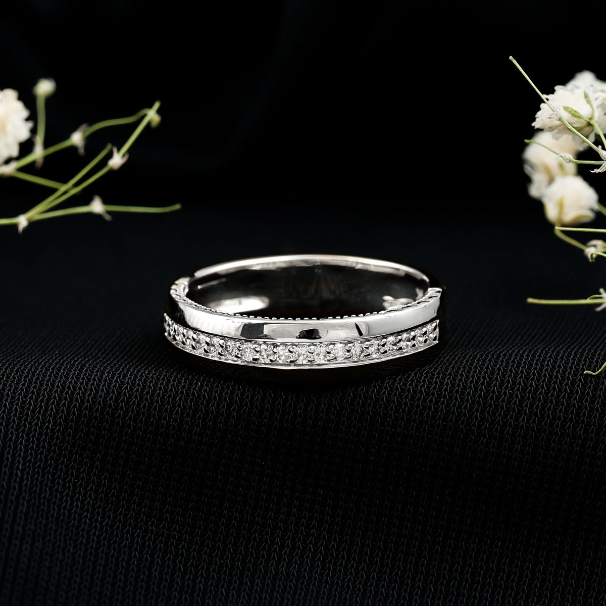 Certified Moissanite Classic Wedding Band Ring D-VS1 - Rosec Jewels