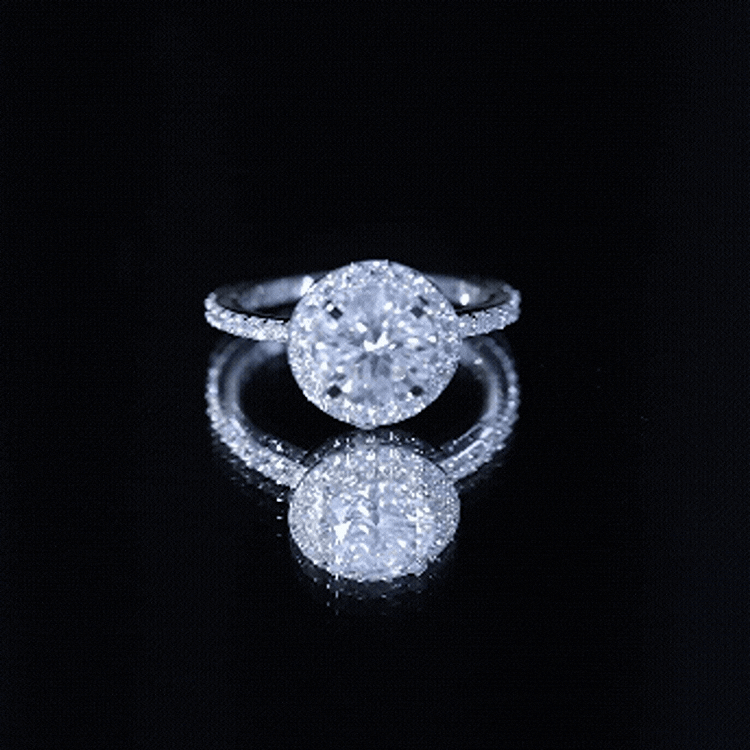 Brilliant Cut Moissanite Classic Halo Engagement Ring D-VS1 - Rosec Jewels