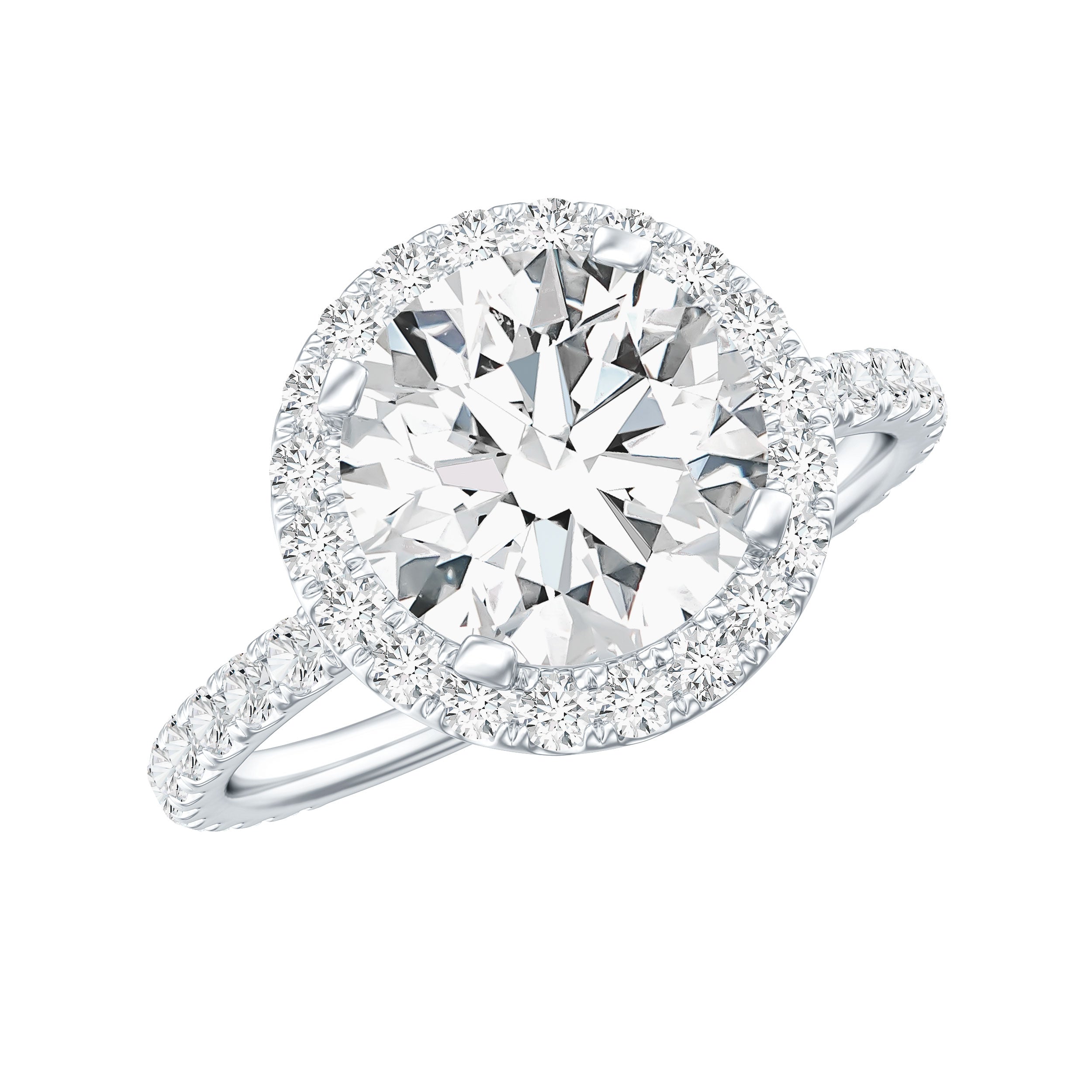 Brilliant Cut Moissanite Classic Halo Engagement Ring D-VS1 - Rosec Jewels