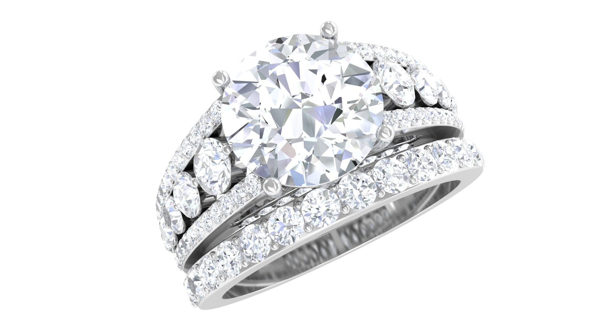 Zircon Designer Wedding Ring Set with Band AAAA - Rosec Jewels