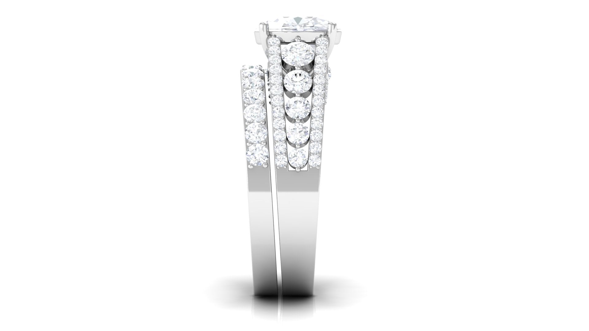 Zircon Designer Wedding Ring Set with Band AAAA - Rosec Jewels