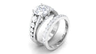 Zircon Designer Wedding Ring Set with Band AAAA - Rosec Jewels