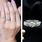 4 CT Moissanite Solitaire Engagement Ring Set With Eternity Band D-VS1 - Rosec Jewels