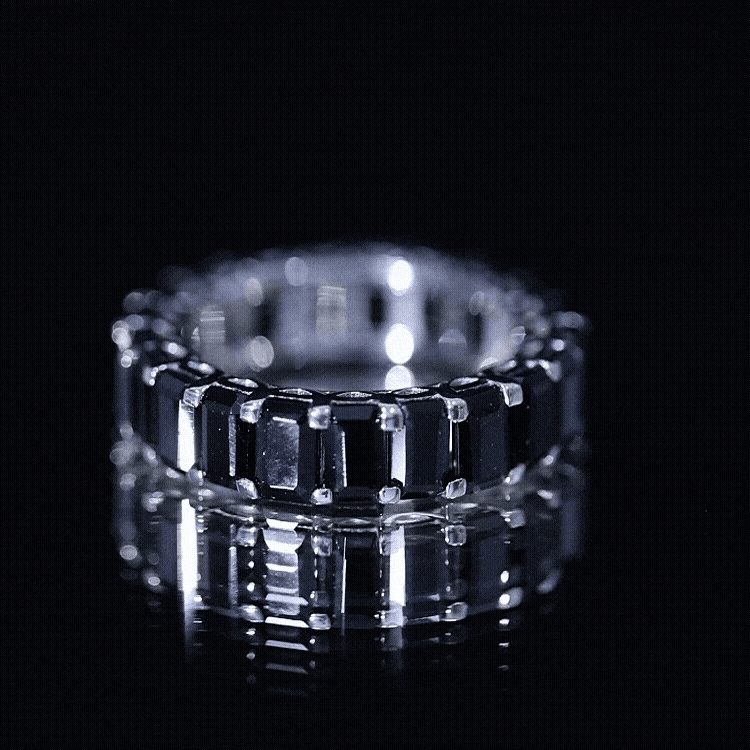 Emerald Cut Black Spinel Eternity Band AAA - Rosec Jewels