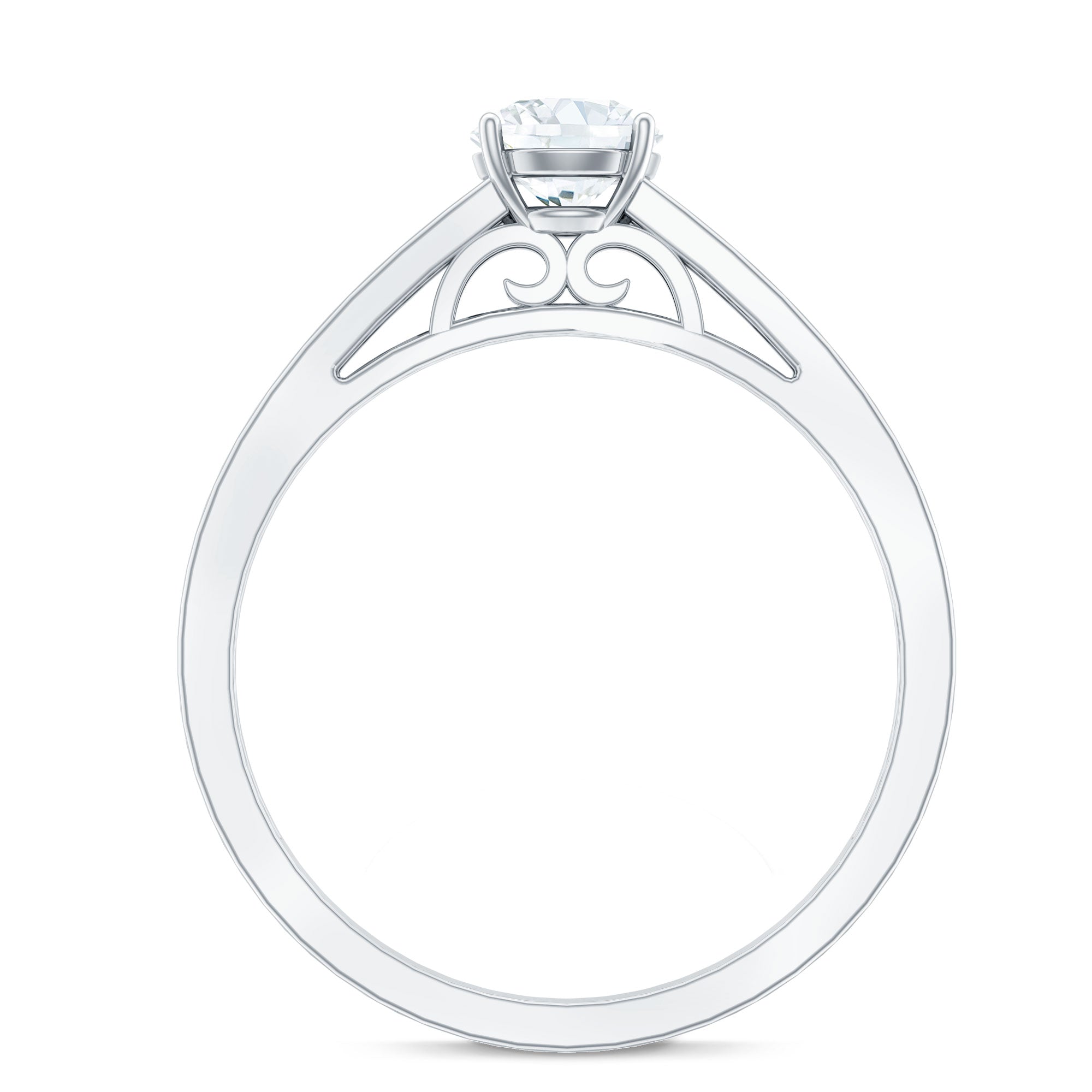 Cubic Zirconia Engagement Ring with Side Stones AAAA - Rosec Jewels