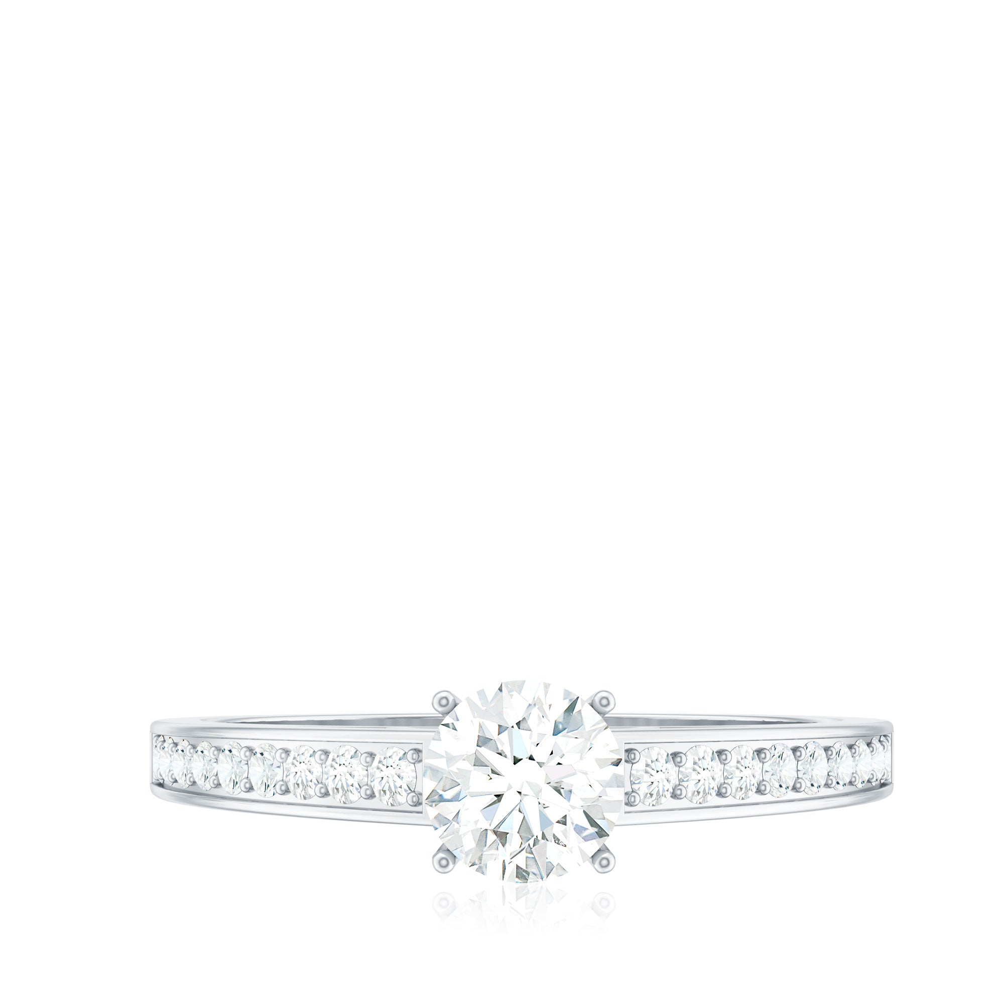 Cubic Zirconia Engagement Ring with Side Stones AAAA - Rosec Jewels