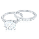 Cushion Cut Moissanite Solitaire Bridal Set with Certificate D-VS1 - Rosec Jewels