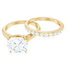 Cushion Cut Moissanite Solitaire Bridal Set with Certificate D-VS1 - Rosec Jewels
