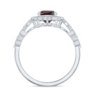 Vintage Looking 8mm Garnet Cushion Cut Engagement Ring with Diamond AAA - Rosec Jewels