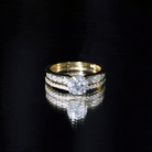 Certified 2 Carat Round Moissanite Engagement Ring with Wedding Band D-VS1 - Rosec Jewels