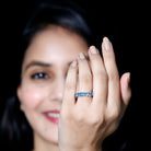 Oval Cut Aquamarine Eternity Wedding Band AAA - Rosec Jewels