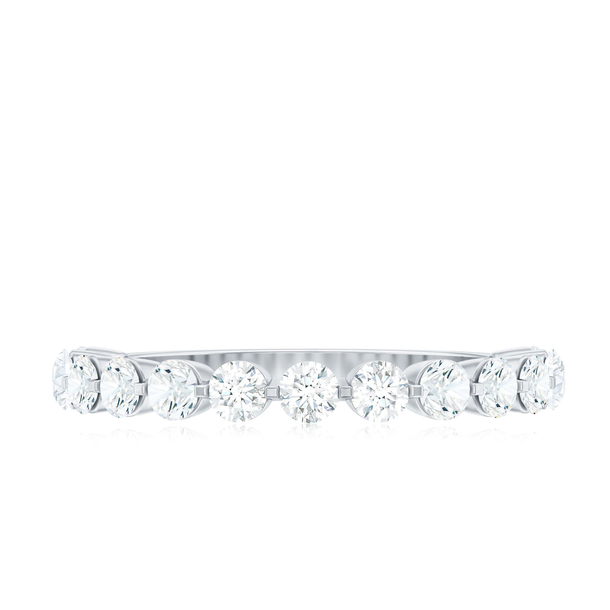 Round Shape Floating Diamond Half Eternity Ring Natural - ( HI-SI ) - Rosec Jewels