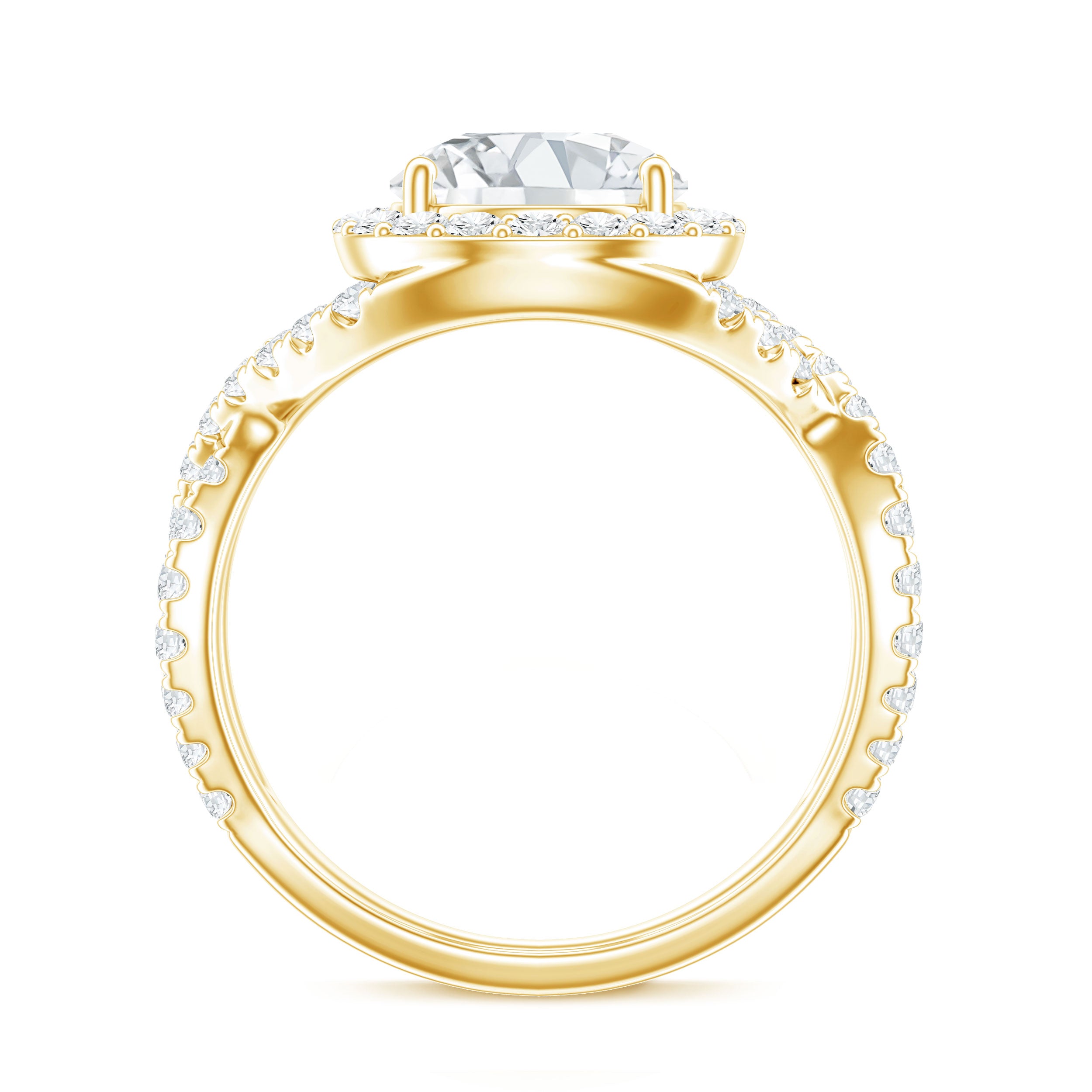 Round Moissanite Crossover Engagement Ring for Women D-VS1 - Rosec Jewels