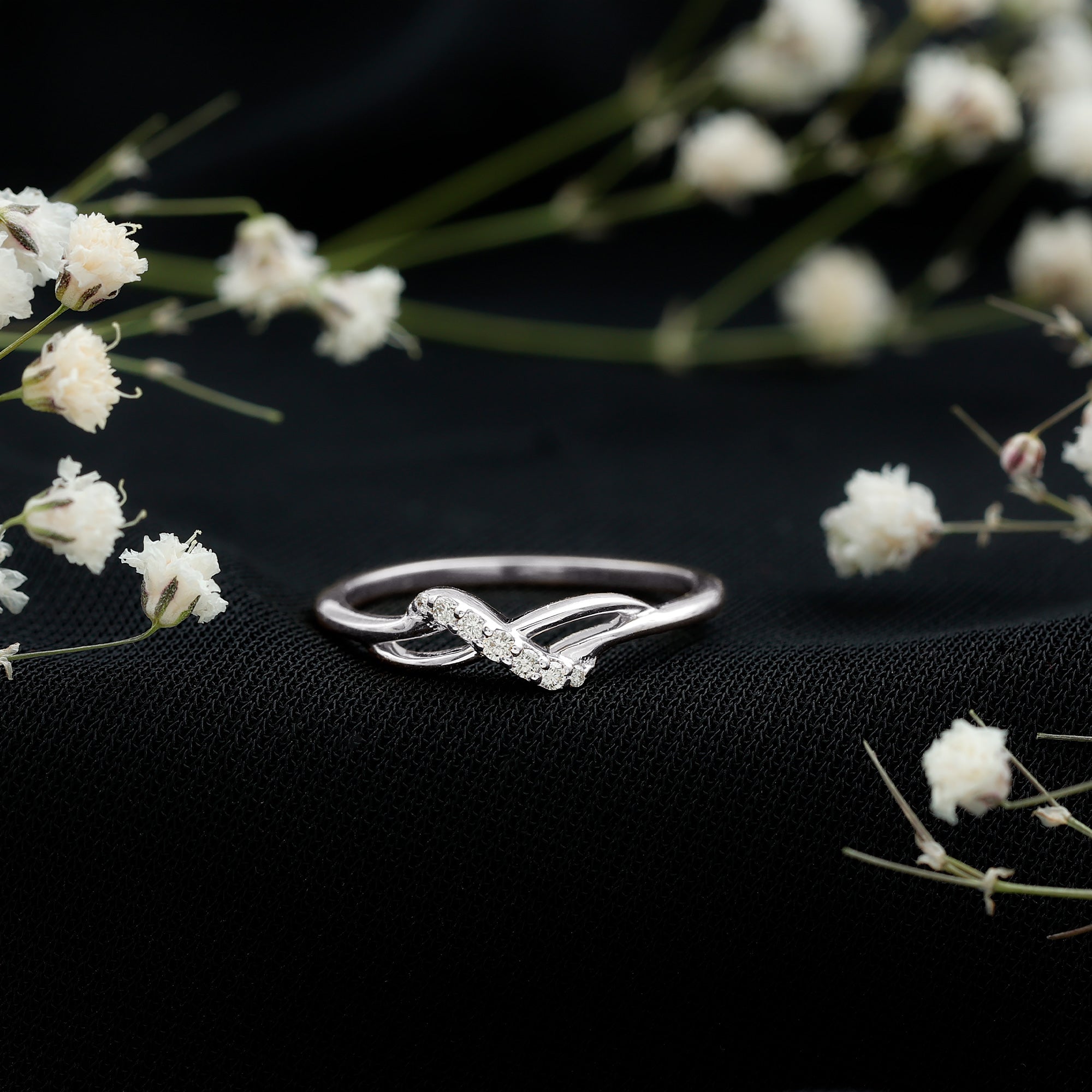 Certified Diamond Infinity Promise Ring For Her Natural - ( HI-SI ) - Rosec Jewels