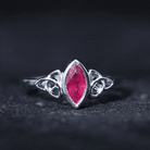 Rosec Jewels-Natural Marquise Ruby Promise Ring with Celtic Knot