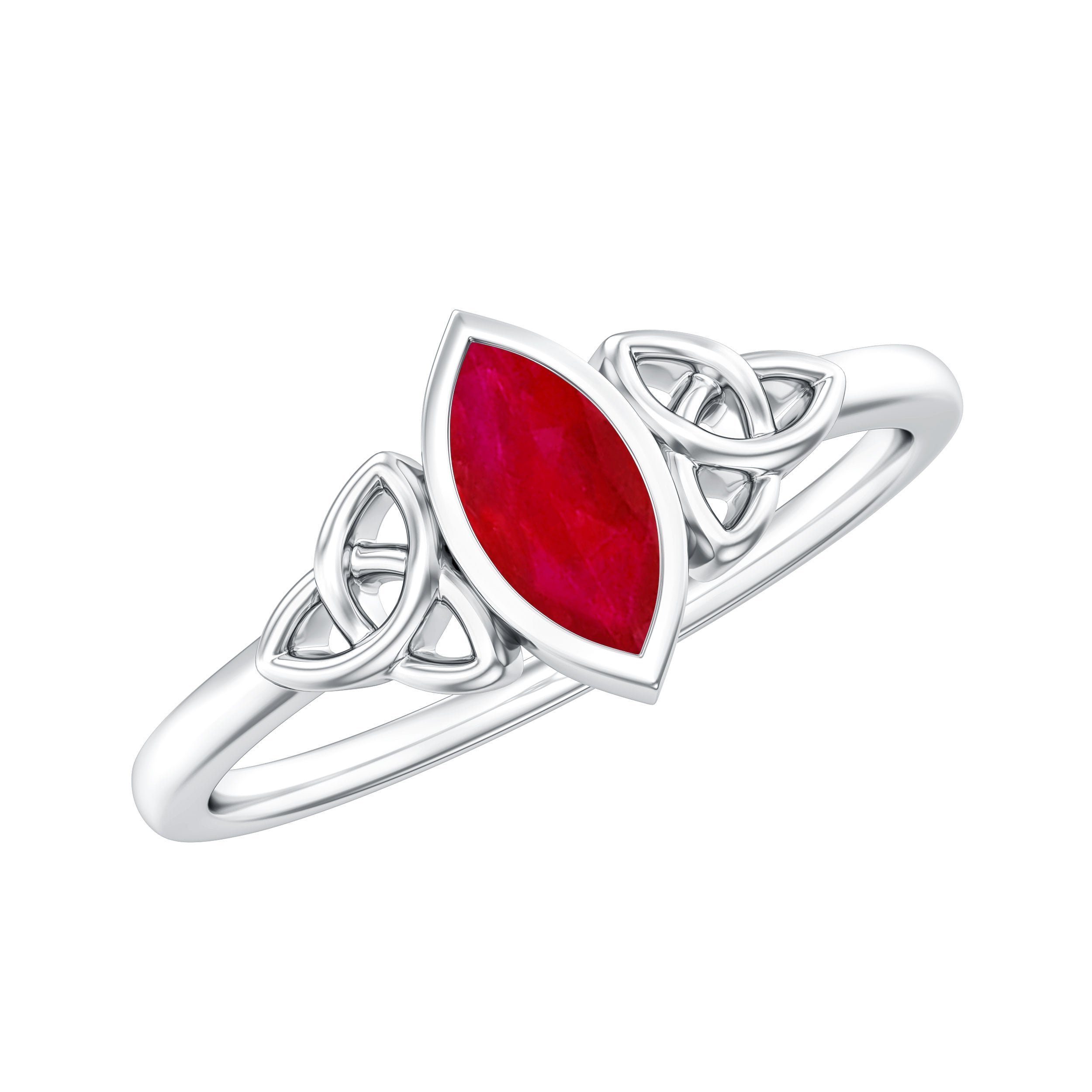 Rosec Jewels-Natural Marquise Ruby Promise Ring with Celtic Knot