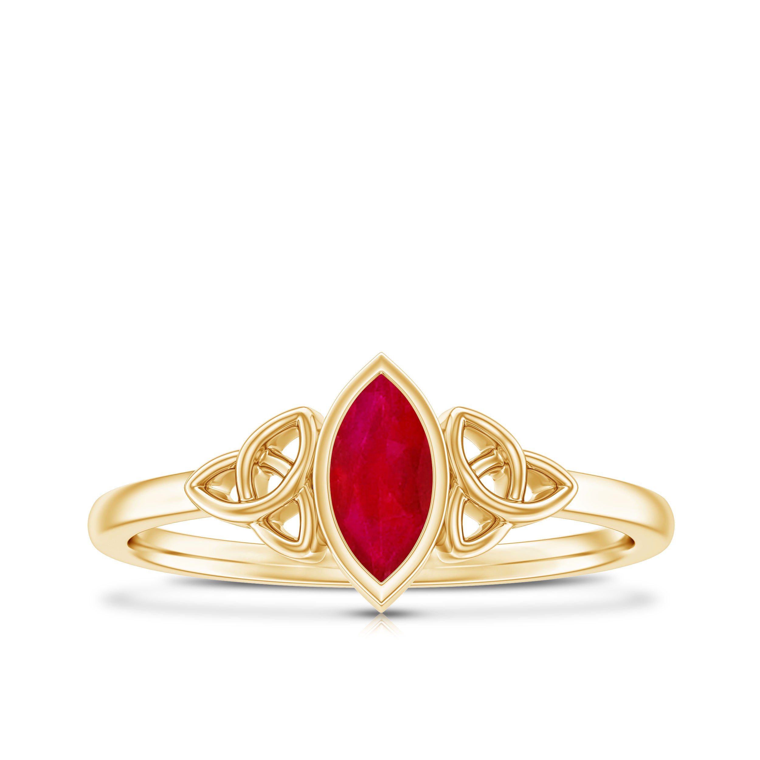 Rosec Jewels-Natural Marquise Ruby Promise Ring with Celtic Knot