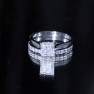 Certified 3 Carat Princess Cut Moissanite Engagement Ring with Wedding Band D-VS1 - Rosec Jewels