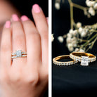 Princess Cut Moissanite Engagement Ring with Wedding Band D-VS1 - Rosec Jewels