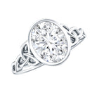 Rosec Jewels-Solitaire Moissanite Celtic Engagement Ring in Bezel Setting