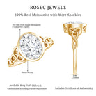 Rosec Jewels-Solitaire Moissanite Celtic Engagement Ring in Bezel Setting