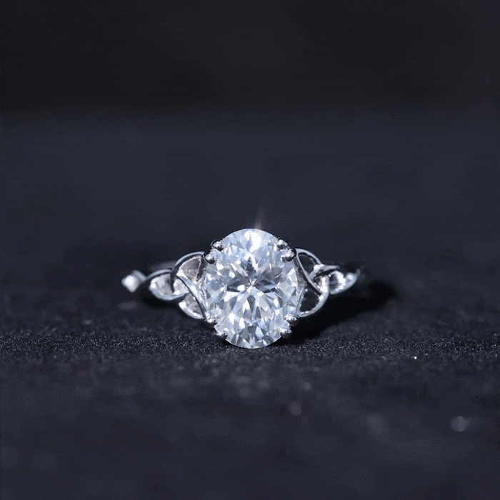 Rosec Jewels-Oval Moissanite Engagement Ring with Celtic Band