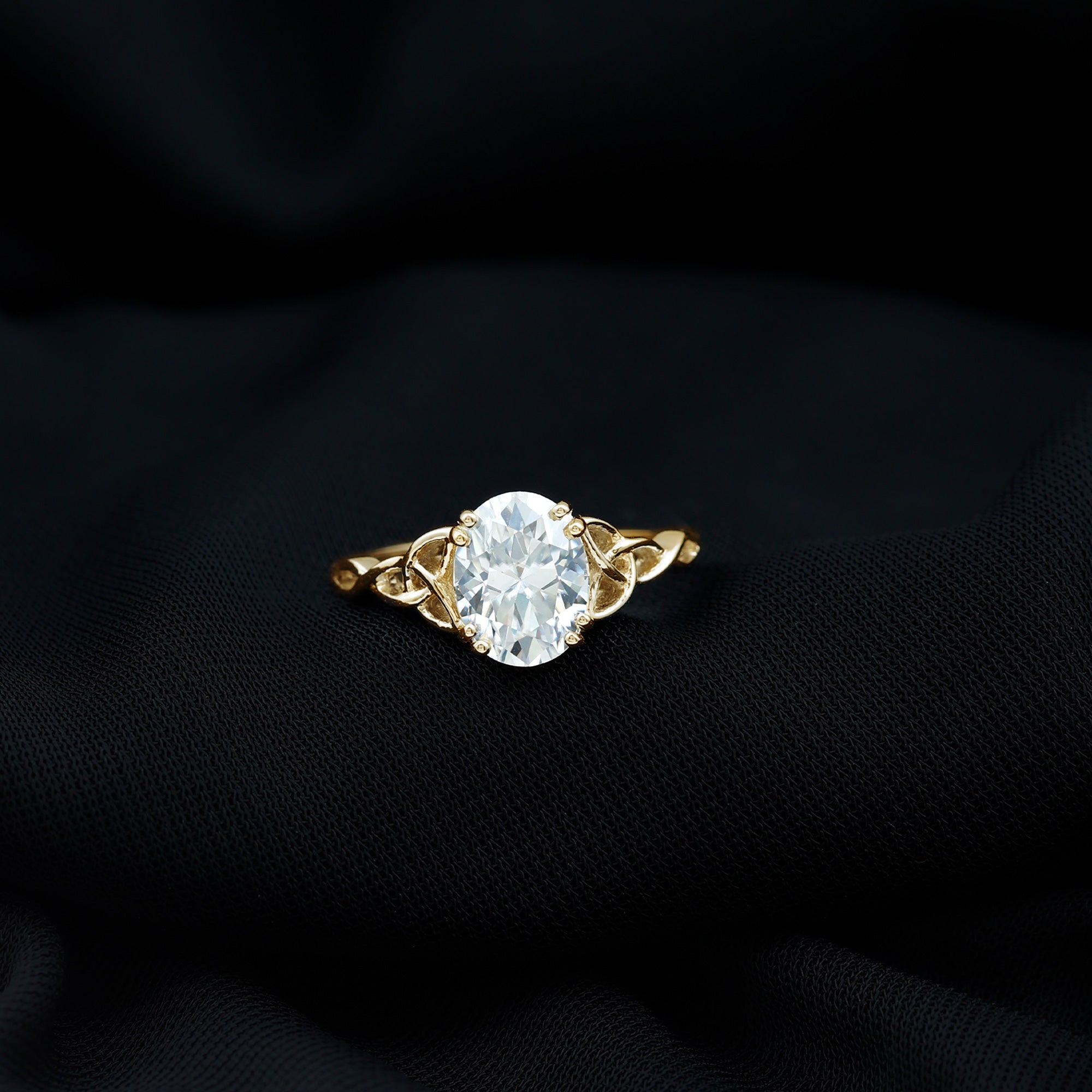 Rosec Jewels-Oval Moissanite Engagement Ring with Celtic Band