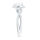 Rosec Jewels-Heart Shape Moissanite Halo Engagement Ring with Criss Cross Band