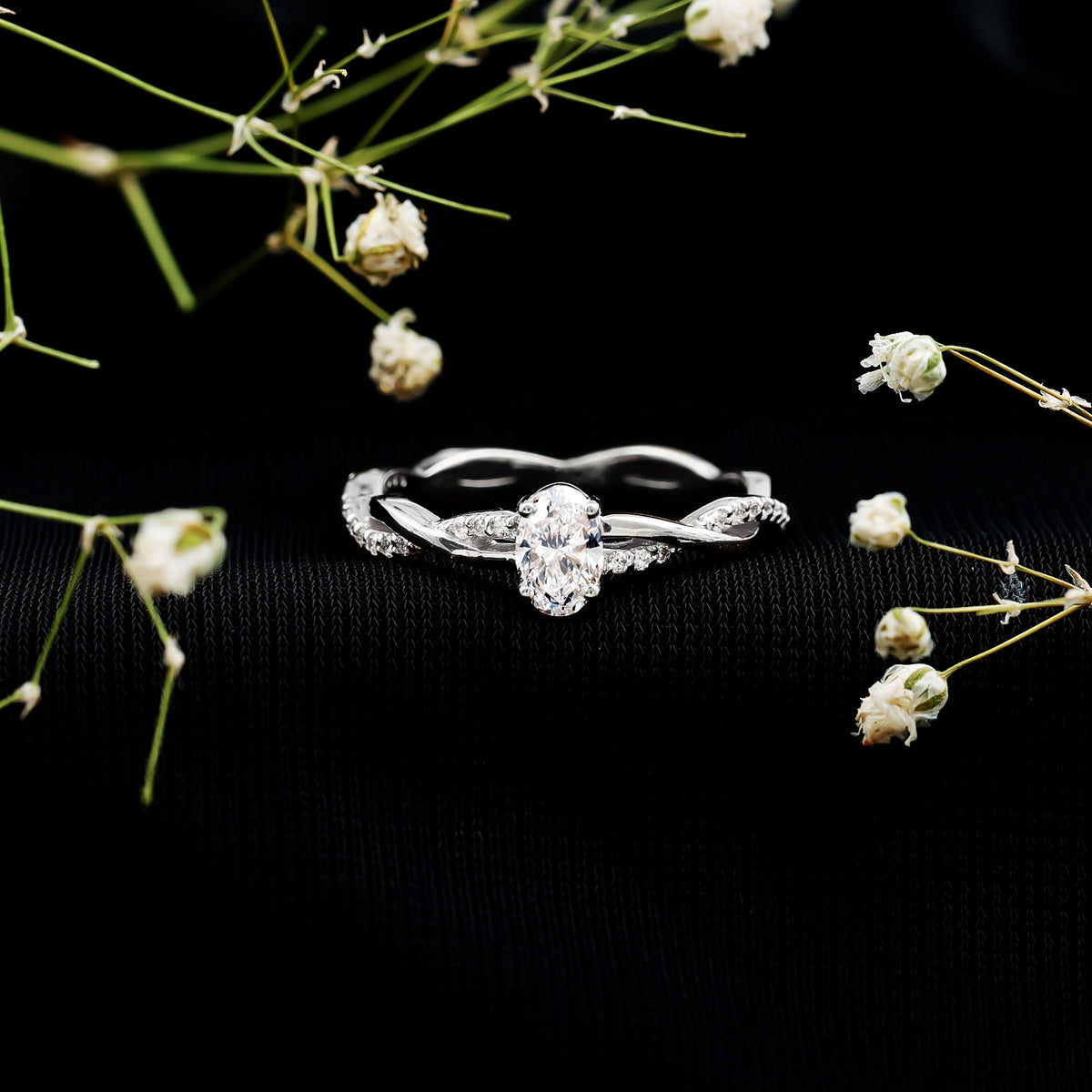 Oval Cut Moissanite Braided Engagement Ring D-VS1 - Rosec Jewels