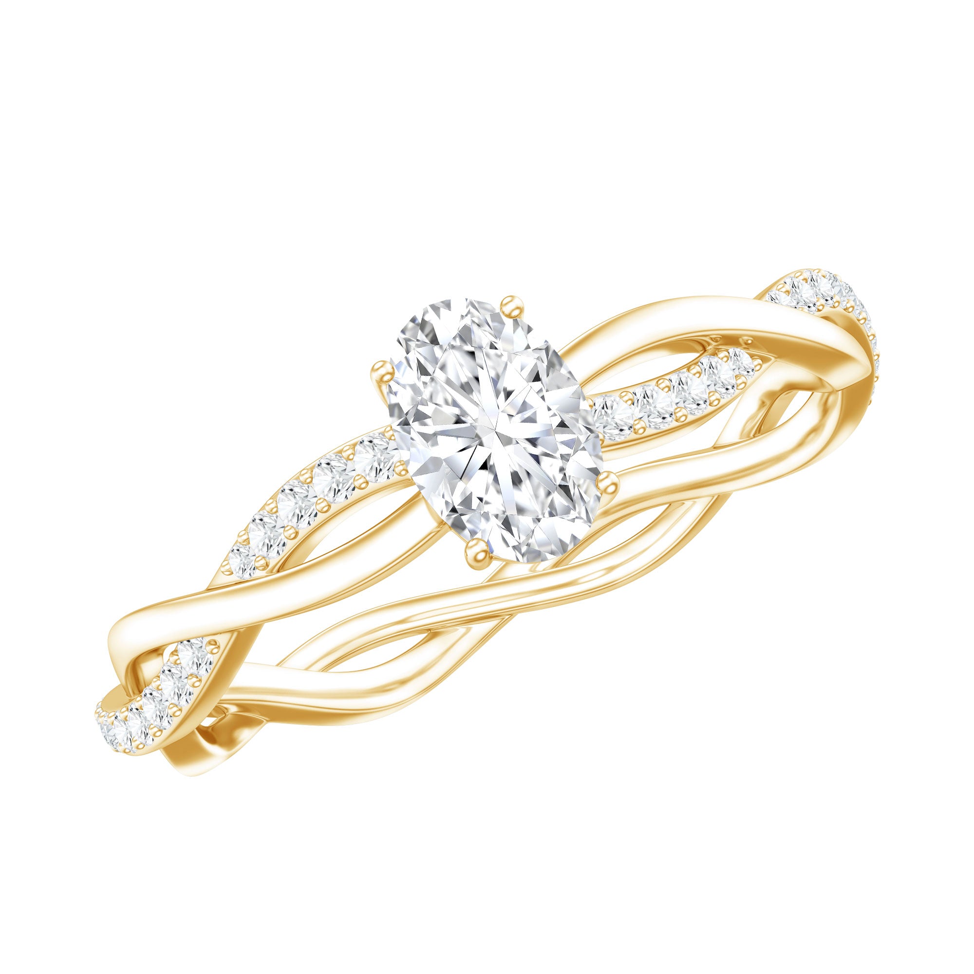 Oval Cut Moissanite Braided Engagement Ring D-VS1 - Rosec Jewels